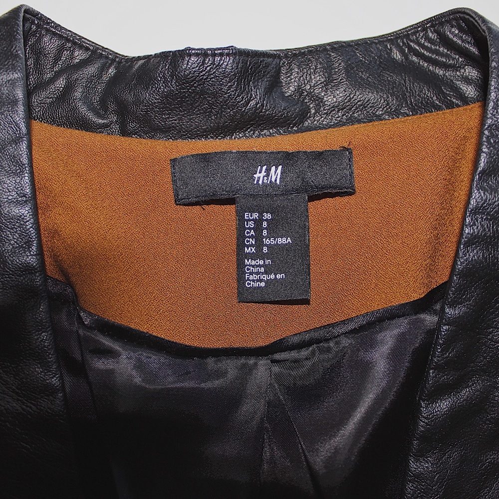 Brown and black leather Elegant Jacket - Picture 4 of 6